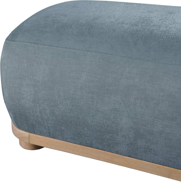 Meridian Furniture Calum Mid-century Chenille Upholstered Bench with Tapered Wood Legs for Bedroom Entryway Light Blue Style 1 22087LtBlu