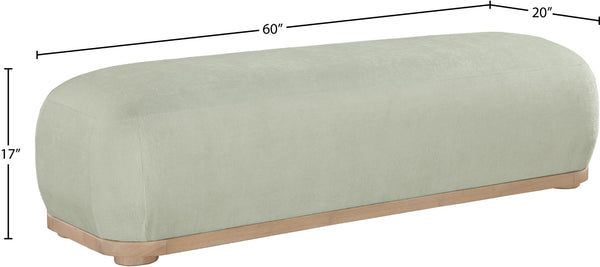Meridian Furniture Calum Mid-century Chenille Upholstered Bench with Tapered Wood Legs for Bedroom Entryway Mint Style 1 22087Mint