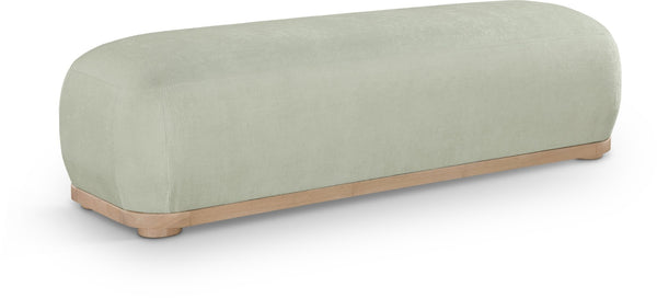 Meridian Furniture Calum Mid-century Chenille Upholstered Bench with Tapered Wood Legs for Bedroom Entryway Mint Style 1 22087Mint
