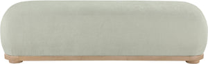 Meridian Furniture Calum Mid-century Chenille Upholstered Bench with Tapered Wood Legs for Bedroom Entryway Mint Style 1 22087Mint