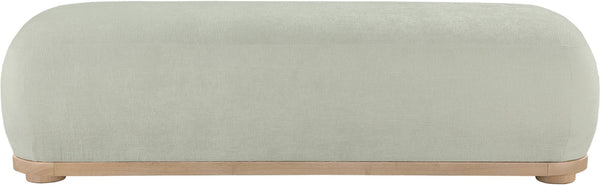 Meridian Furniture Calum Mid-century Chenille Upholstered Bench with Tapered Wood Legs for Bedroom Entryway Mint Style 1 22087Mint
