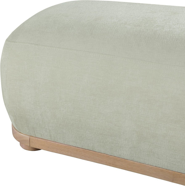 Meridian Furniture Calum Mid-century Chenille Upholstered Bench with Tapered Wood Legs for Bedroom Entryway Mint Style 1 22087Mint