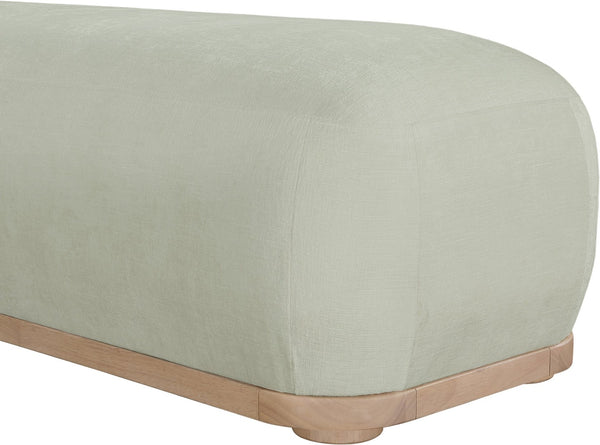 Meridian Furniture Calum Mid-century Chenille Upholstered Bench with Tapered Wood Legs for Bedroom Entryway Mint Style 1 22087Mint