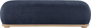 Meridian Furniture Calum Mid-century Chenille Upholstered Bench with Tapered Wood Legs for Bedroom Entryway Navy Style 1 22087Navy