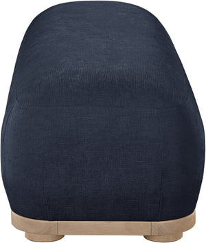 Meridian Furniture Calum Mid-century Chenille Upholstered Bench with Tapered Wood Legs for Bedroom Entryway Navy Style 1 22087Navy