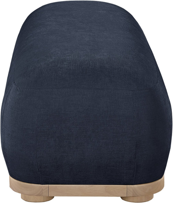 Meridian Furniture Calum Mid-century Chenille Upholstered Bench with Tapered Wood Legs for Bedroom Entryway Navy Style 1 22087Navy