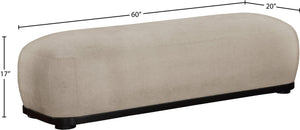 Meridian Furniture Calum Mid-century Chenille Upholstered Bench with Tapered Wood Legs for Bedroom Entryway Beige Style 2 22088Beige
