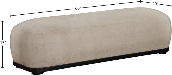 Meridian Furniture Calum Mid-century Chenille Upholstered Bench with Tapered Wood Legs for Bedroom Entryway Beige Style 2 22088Beige