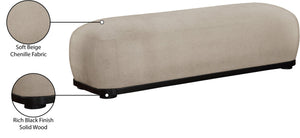 Meridian Furniture Calum Mid-century Chenille Upholstered Bench with Tapered Wood Legs for Bedroom Entryway Beige Style 2 22088Beige