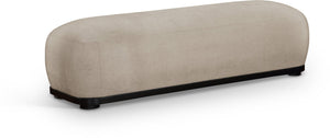 Meridian Furniture Calum Mid-century Chenille Upholstered Bench with Tapered Wood Legs for Bedroom Entryway Beige Style 2 22088Beige
