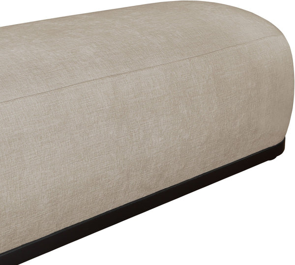 Meridian Furniture Calum Mid-century Chenille Upholstered Bench with Tapered Wood Legs for Bedroom Entryway Beige Style 2 22088Beige