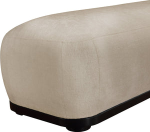 Meridian Furniture Calum Mid-century Chenille Upholstered Bench with Tapered Wood Legs for Bedroom Entryway Beige Style 2 22088Beige