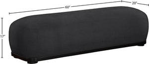 Meridian Furniture Calum Mid-century Chenille Upholstered Bench with Tapered Wood Legs for Bedroom Entryway Black Style 2 22088Black