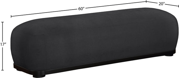 Meridian Furniture Calum Mid-century Chenille Upholstered Bench with Tapered Wood Legs for Bedroom Entryway Black Style 2 22088Black