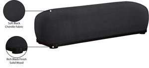 Meridian Furniture Calum Mid-century Chenille Upholstered Bench with Tapered Wood Legs for Bedroom Entryway Black Style 2 22088Black