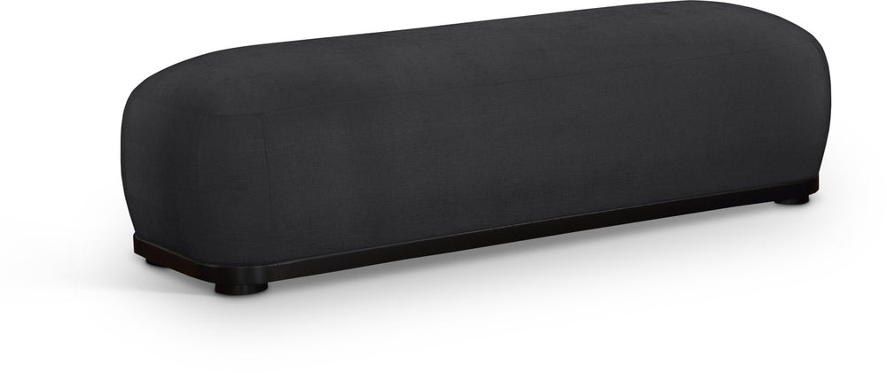 Meridian Furniture Calum Mid-century Chenille Upholstered Bench with Tapered Wood Legs for Bedroom Entryway Black Style 2 22088Black