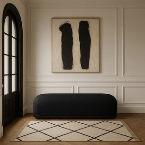 Meridian Furniture Calum Mid-century Chenille Upholstered Bench with Tapered Wood Legs for Bedroom Entryway Black Style 2 22088Black