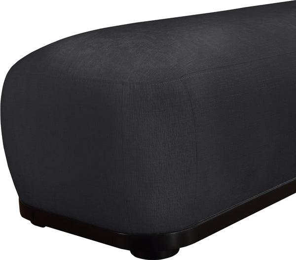 Meridian Furniture Calum Mid-century Chenille Upholstered Bench with Tapered Wood Legs for Bedroom Entryway Black Style 2 22088Black