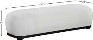 Meridian Furniture Calum Mid-century Chenille Upholstered Bench with Tapered Wood Legs for Bedroom Entryway Cream Style 2 22088Cream