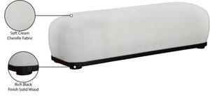 Meridian Furniture Calum Mid-century Chenille Upholstered Bench with Tapered Wood Legs for Bedroom Entryway Cream Style 2 22088Cream