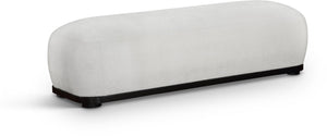 Meridian Furniture Calum Mid-century Chenille Upholstered Bench with Tapered Wood Legs for Bedroom Entryway Cream Style 2 22088Cream
