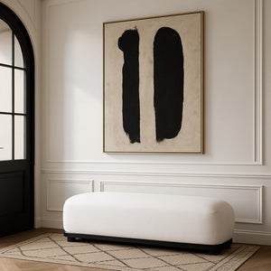 Meridian Furniture Calum Mid-century Chenille Upholstered Bench with Tapered Wood Legs for Bedroom Entryway Cream Style 2 22088Cream