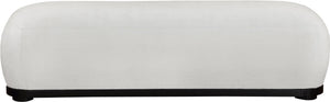 Meridian Furniture Calum Mid-century Chenille Upholstered Bench with Tapered Wood Legs for Bedroom Entryway Cream Style 2 22088Cream