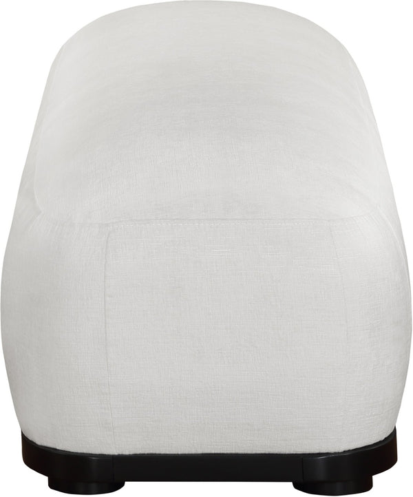 Meridian Furniture Calum Mid-century Chenille Upholstered Bench with Tapered Wood Legs for Bedroom Entryway Cream Style 2 22088Cream