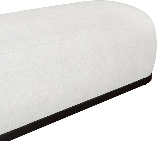 Meridian Furniture Calum Mid-century Chenille Upholstered Bench with Tapered Wood Legs for Bedroom Entryway Cream Style 2 22088Cream
