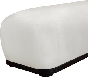 Meridian Furniture Calum Mid-century Chenille Upholstered Bench with Tapered Wood Legs for Bedroom Entryway Cream Style 2 22088Cream