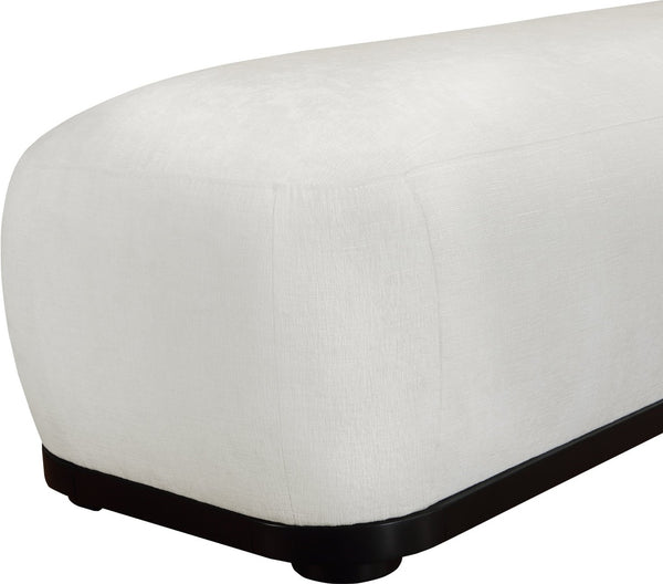 Meridian Furniture Calum Mid-century Chenille Upholstered Bench with Tapered Wood Legs for Bedroom Entryway Cream Style 2 22088Cream