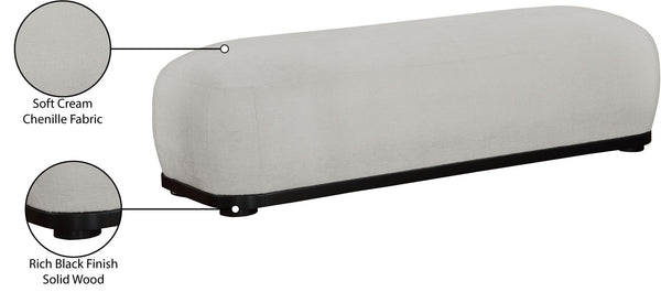 Meridian Furniture Calum Mid-century Chenille Upholstered Bench with Tapered Wood Legs for Bedroom Entryway Grey Style 2 22088Grey