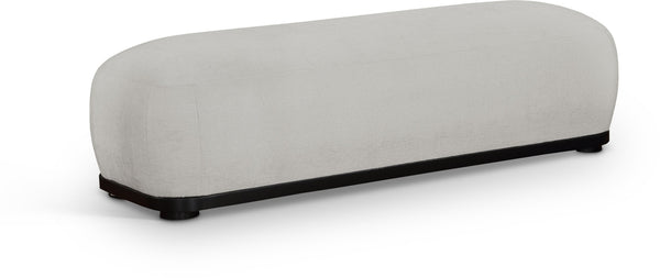 Meridian Furniture Calum Mid-century Chenille Upholstered Bench with Tapered Wood Legs for Bedroom Entryway Grey Style 2 22088Grey