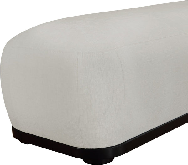 Meridian Furniture Calum Mid-century Chenille Upholstered Bench with Tapered Wood Legs for Bedroom Entryway Grey Style 2 22088Grey