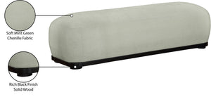 Meridian Furniture Calum Mid-century Chenille Upholstered Bench with Tapered Wood Legs for Bedroom Entryway Mint Style 2 22088Mint
