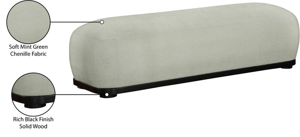 Meridian Furniture Calum Mid-century Chenille Upholstered Bench with Tapered Wood Legs for Bedroom Entryway Mint Style 2 22088Mint