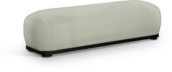 Meridian Furniture Calum Mid-century Chenille Upholstered Bench with Tapered Wood Legs for Bedroom Entryway Mint Style 2 22088Mint