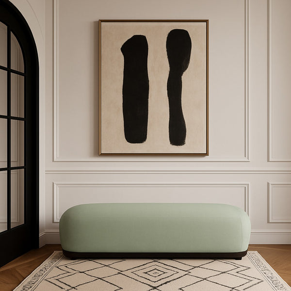 Meridian Furniture Calum Mid-century Chenille Upholstered Bench with Tapered Wood Legs for Bedroom Entryway Mint Style 2 22088Mint