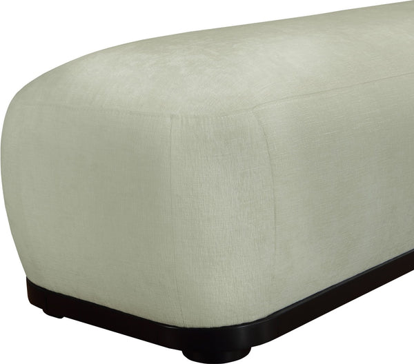 Meridian Furniture Calum Mid-century Chenille Upholstered Bench with Tapered Wood Legs for Bedroom Entryway Mint Style 2 22088Mint