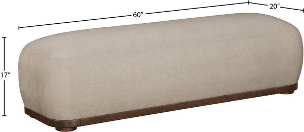 Meridian Furniture Calum Mid-century Chenille Upholstered Bench with Tapered Wood Legs for Bedroom Entryway Beige Style 3 22089Beige
