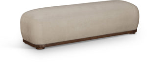 Meridian Furniture Calum Mid-century Chenille Upholstered Bench with Tapered Wood Legs for Bedroom Entryway Beige Style 3 22089Beige