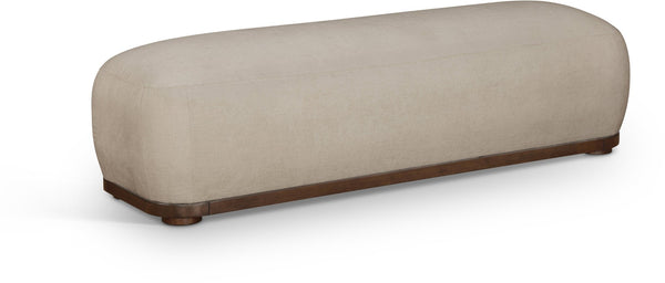 Meridian Furniture Calum Mid-century Chenille Upholstered Bench with Tapered Wood Legs for Bedroom Entryway Beige Style 3 22089Beige