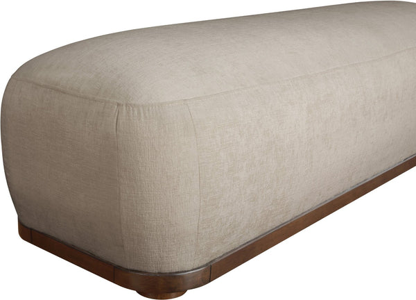 Meridian Furniture Calum Mid-century Chenille Upholstered Bench with Tapered Wood Legs for Bedroom Entryway Beige Style 3 22089Beige