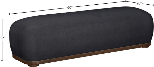 Meridian Furniture Calum Mid-century Chenille Upholstered Bench with Tapered Wood Legs for Bedroom Entryway Black Style 3 22089Black