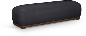 Meridian Furniture Calum Mid-century Chenille Upholstered Bench with Tapered Wood Legs for Bedroom Entryway Black Style 3 22089Black