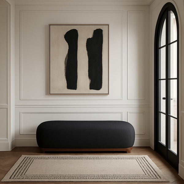 Meridian Furniture Calum Mid-century Chenille Upholstered Bench with Tapered Wood Legs for Bedroom Entryway Black Style 3 22089Black