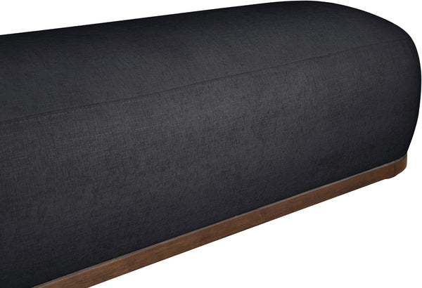 Meridian Furniture Calum Mid-century Chenille Upholstered Bench with Tapered Wood Legs for Bedroom Entryway Black Style 3 22089Black