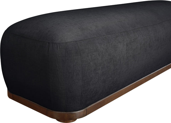 Meridian Furniture Calum Mid-century Chenille Upholstered Bench with Tapered Wood Legs for Bedroom Entryway Black Style 3 22089Black