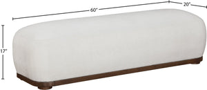 Meridian Furniture Calum Mid-century Chenille Upholstered Bench with Tapered Wood Legs for Bedroom Entryway Cream Style 3 22089Cream