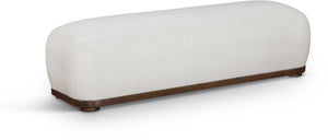 Meridian Furniture Calum Mid-century Chenille Upholstered Bench with Tapered Wood Legs for Bedroom Entryway Cream Style 3 22089Cream